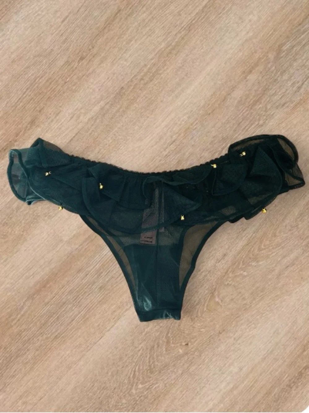 🆕🔔 Ringing In Ruffles Panty Forest Evergreen Medium Victoria Secret NWT